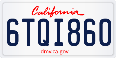 CA license plate 6TQI860