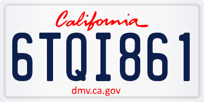 CA license plate 6TQI861