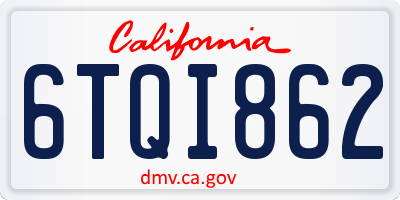 CA license plate 6TQI862