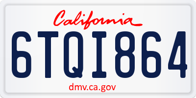 CA license plate 6TQI864