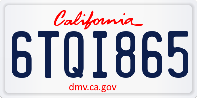 CA license plate 6TQI865