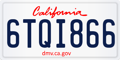 CA license plate 6TQI866