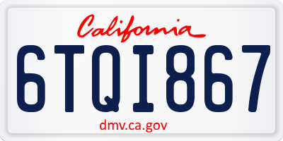 CA license plate 6TQI867