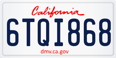 CA license plate 6TQI868