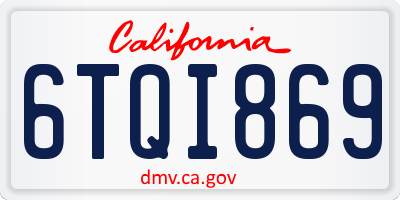 CA license plate 6TQI869