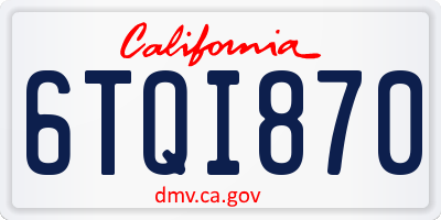 CA license plate 6TQI870