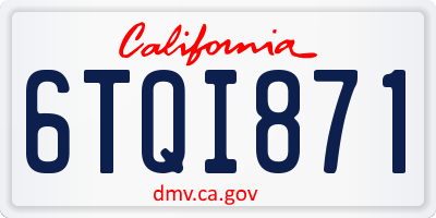 CA license plate 6TQI871