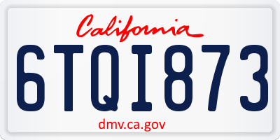 CA license plate 6TQI873