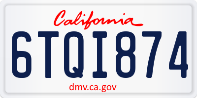 CA license plate 6TQI874