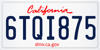 CA license plate 6TQI875