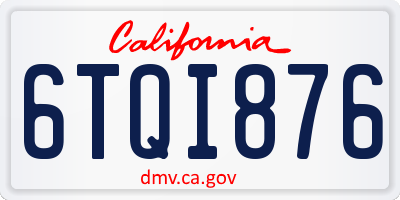 CA license plate 6TQI876