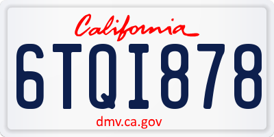 CA license plate 6TQI878