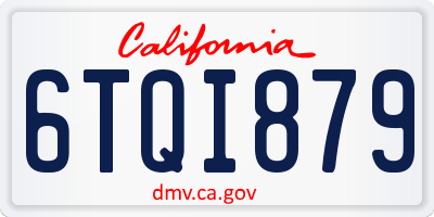 CA license plate 6TQI879