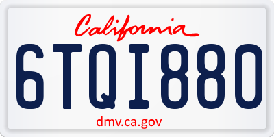 CA license plate 6TQI880
