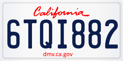 CA license plate 6TQI882