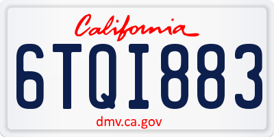 CA license plate 6TQI883