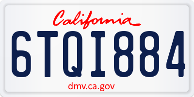 CA license plate 6TQI884