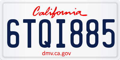 CA license plate 6TQI885