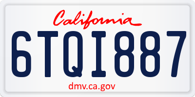 CA license plate 6TQI887