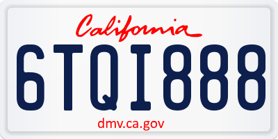 CA license plate 6TQI888
