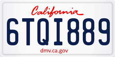 CA license plate 6TQI889