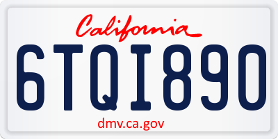 CA license plate 6TQI890