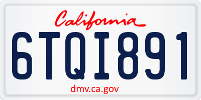 CA license plate 6TQI891