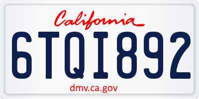 CA license plate 6TQI892