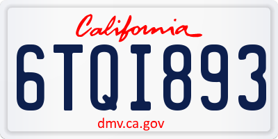 CA license plate 6TQI893