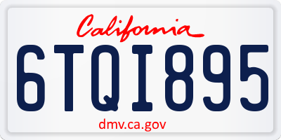 CA license plate 6TQI895