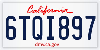 CA license plate 6TQI897