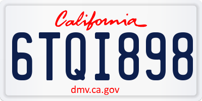 CA license plate 6TQI898