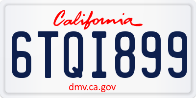 CA license plate 6TQI899