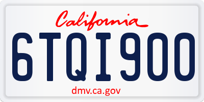 CA license plate 6TQI900