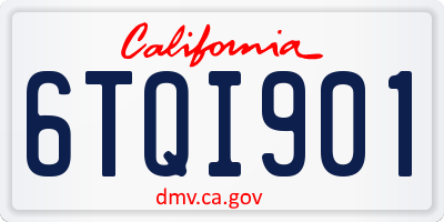 CA license plate 6TQI901