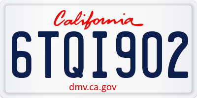 CA license plate 6TQI902