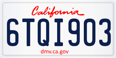 CA license plate 6TQI903