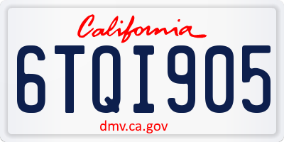 CA license plate 6TQI905