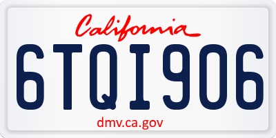 CA license plate 6TQI906