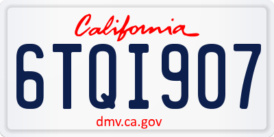 CA license plate 6TQI907