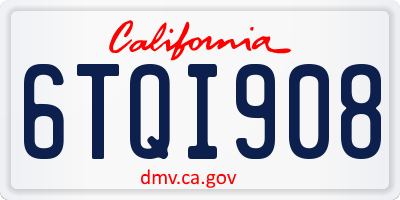 CA license plate 6TQI908