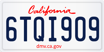 CA license plate 6TQI909