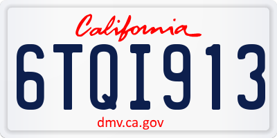 CA license plate 6TQI913