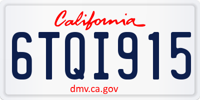 CA license plate 6TQI915