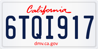 CA license plate 6TQI917