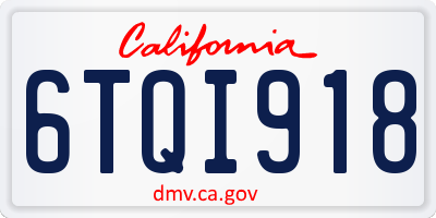 CA license plate 6TQI918