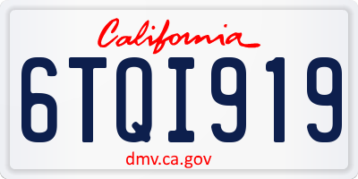 CA license plate 6TQI919