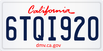 CA license plate 6TQI920