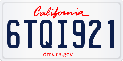 CA license plate 6TQI921