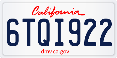 CA license plate 6TQI922